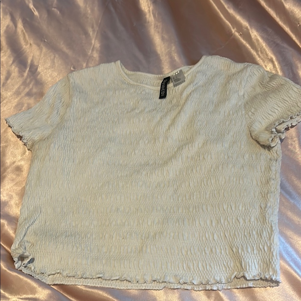 H&M White Textured Tee